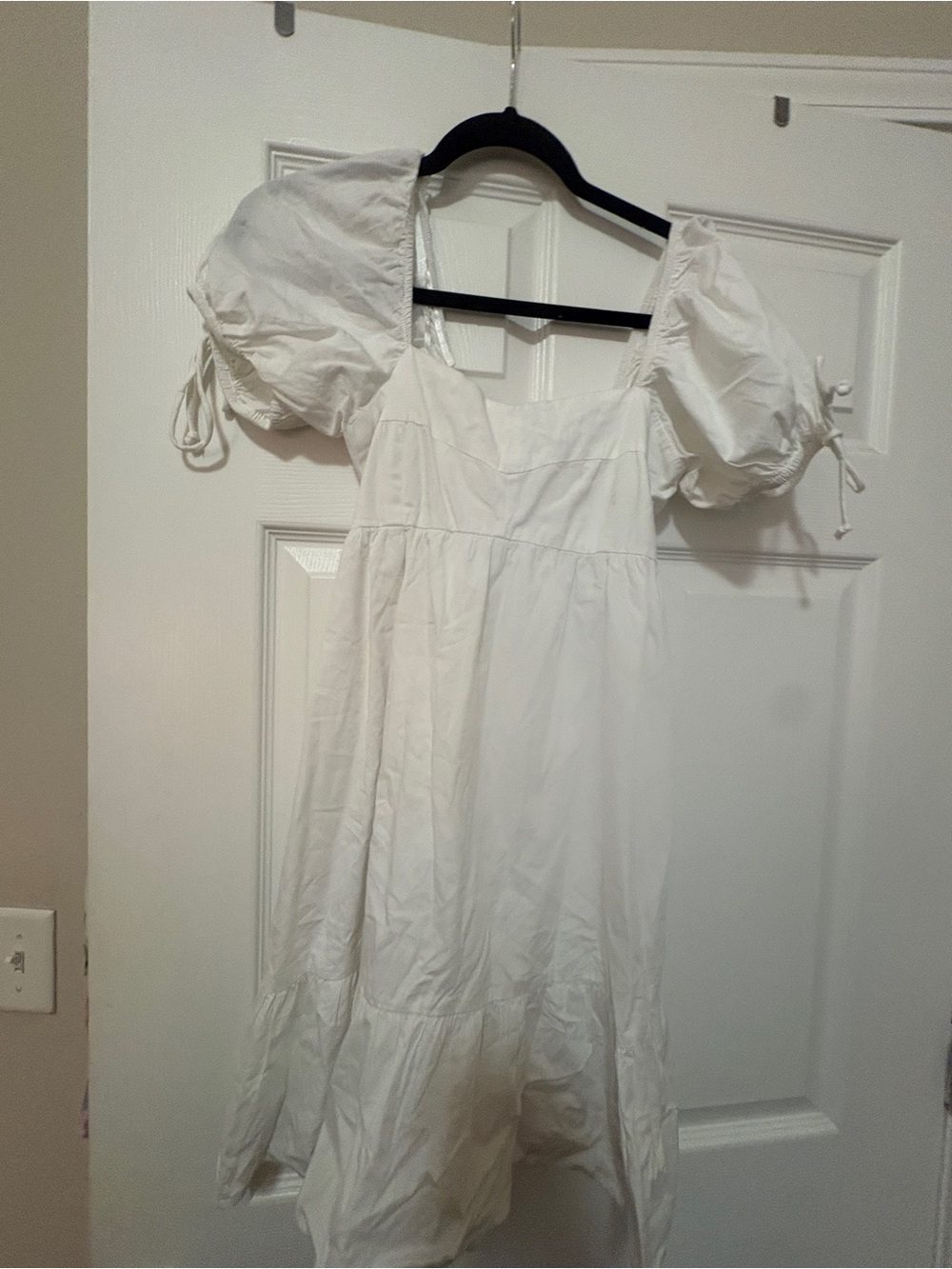 White Puff Sleeve Babydoll Dress | size small